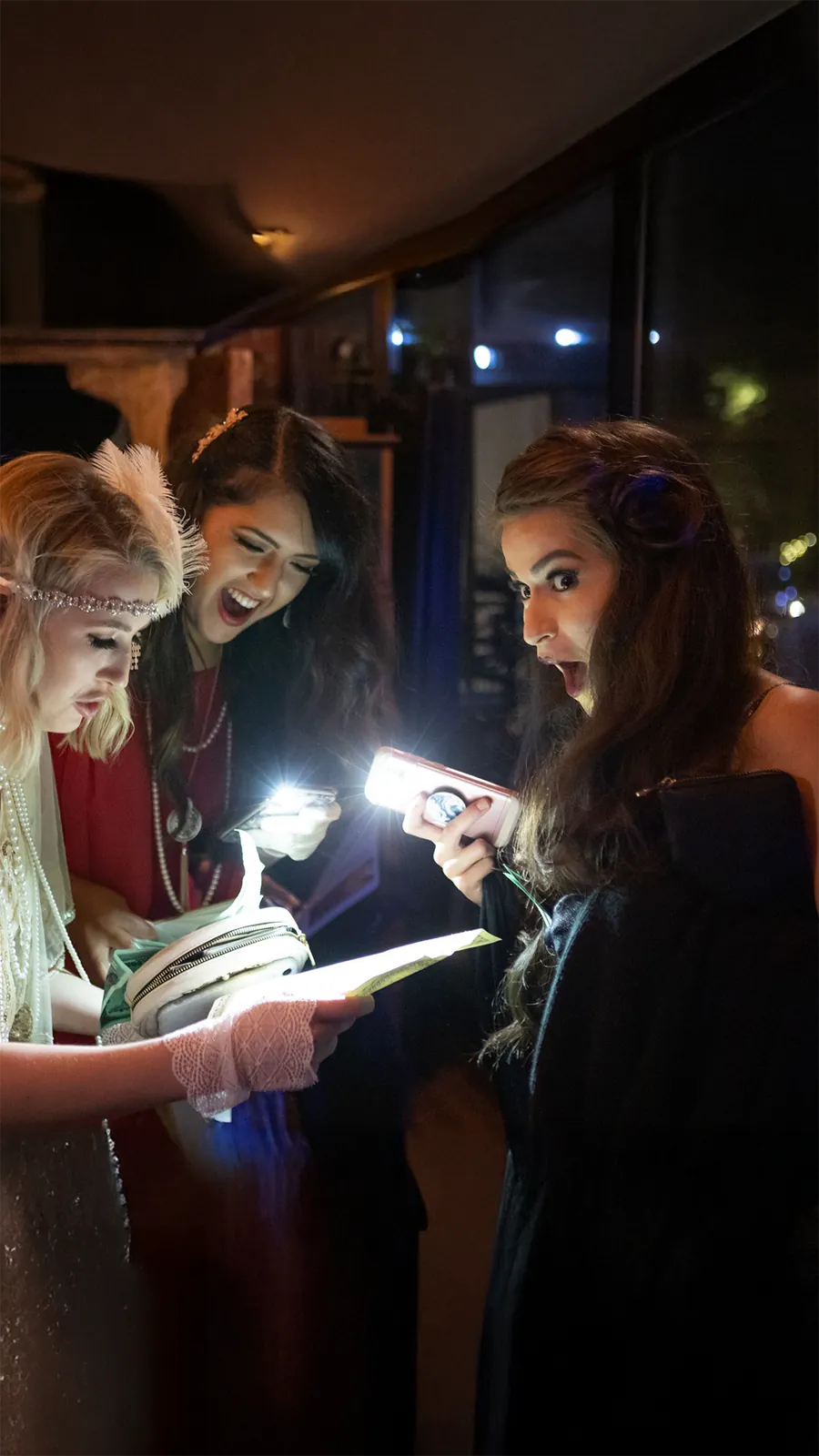 Guests at a Murder Mystery Company public dinner show in Oklahoma City